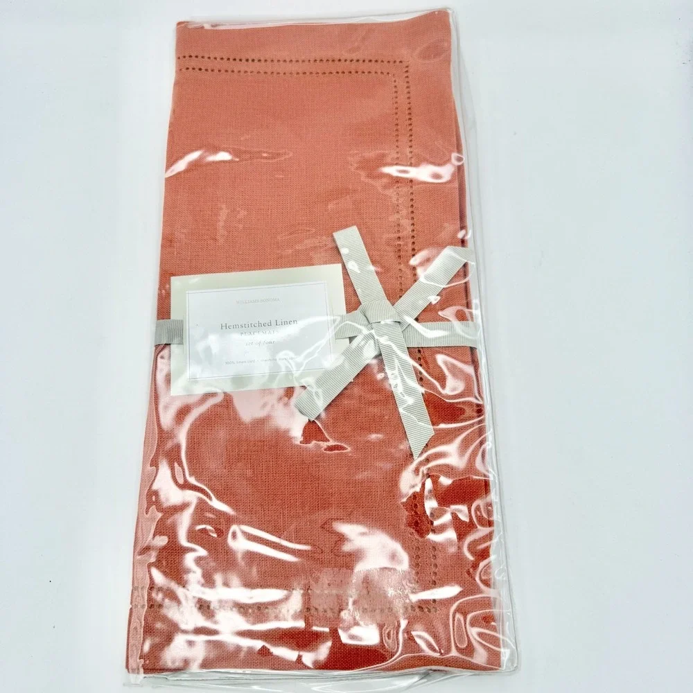 Williams Sonoma Hemstitched Linen Placemats Terracotta Set of 2 (2004) Hungary